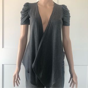 Pretty Good Gray Short Puffy Sleeves Tunic Cardigan Small XS